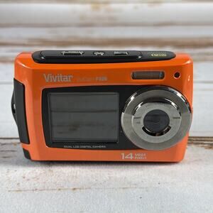 Vivitar VF526 F526 Digital Camera Water Proof Dual LCD VIVICam 14MP Orange